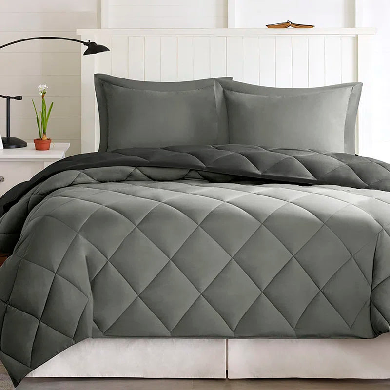 Diamond Quilting Reversible down Alternative Comforter Set