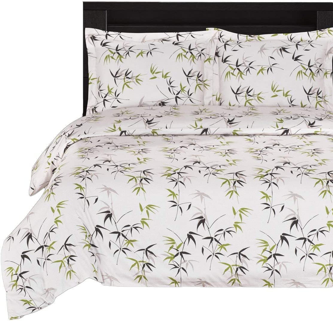 Fern Floral 3 Piece Full/Queen Comforter Cover Duvet-Cover-Set 100-Percent Cotton, 300-Thread-Count