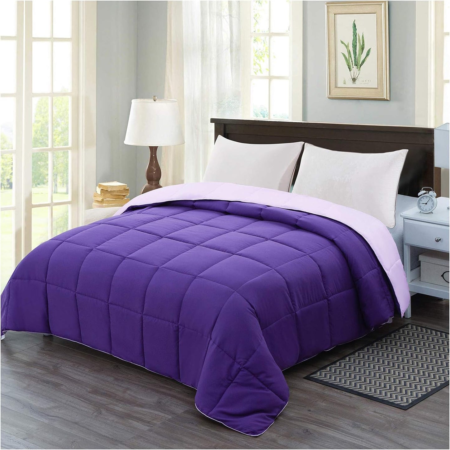 Twin Comforter Duvet Insert - Purple down Alternative Bed Comforter Twin Size, Lightweight Bedding Comforters Quilted Soft All Season Reversible Plum/Light Purple