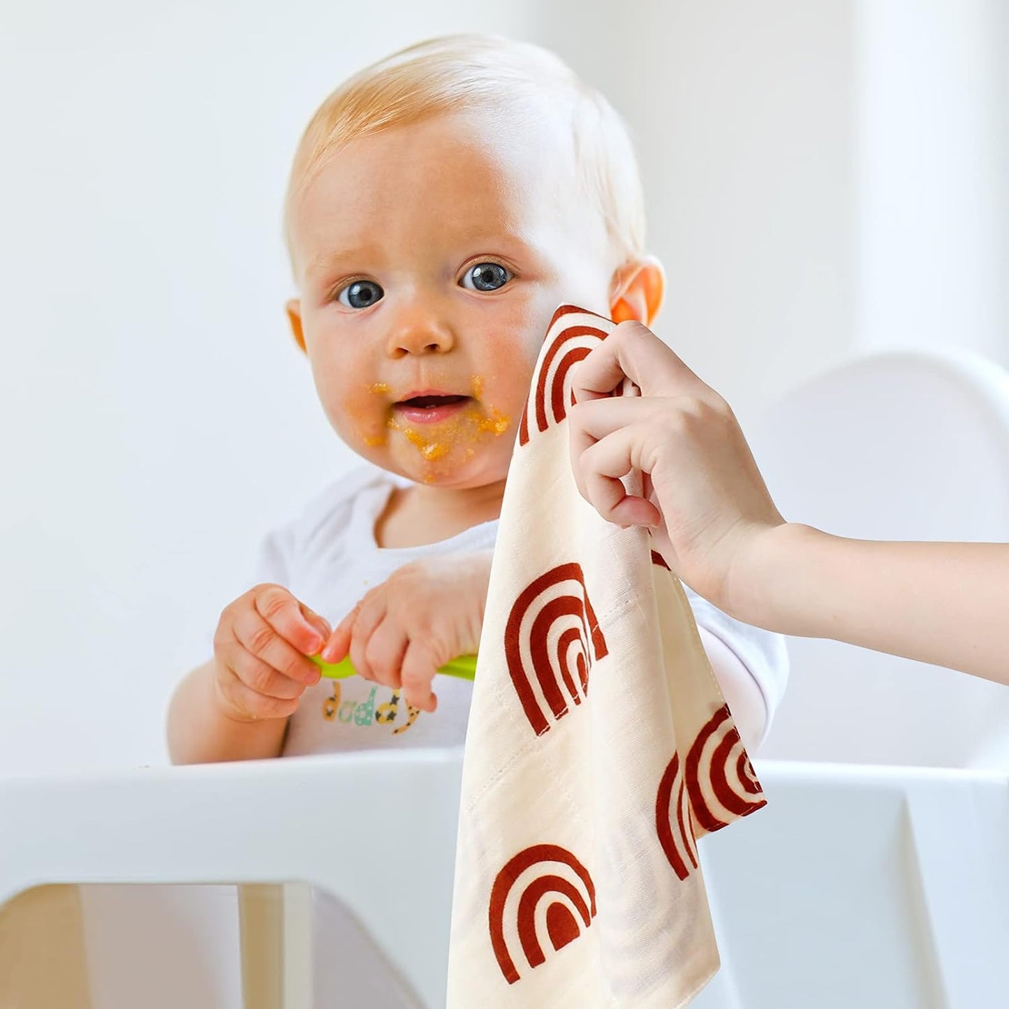 Baby Muslin Washcloths, Soft 6 Pack Baby Wash Cloths Unisex for Boys Girls, 70% Viscose from Bamboo and 30% Cotton Bath Face Towels, Bibs for Newborn with Sensitive Skin, 10.6X10.6 Inches