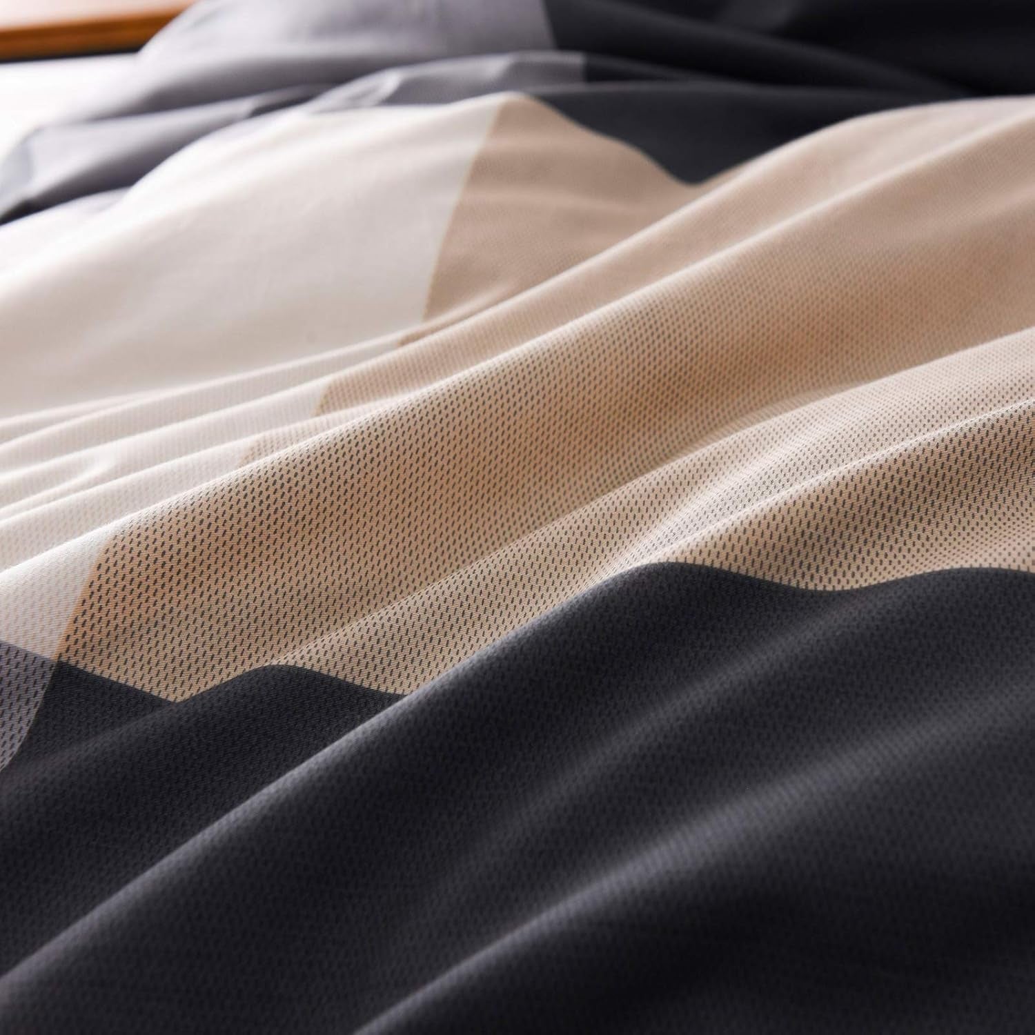 Plaid Duvet Cover Twin, 100% Cotton Check Geometric Bedding 3Pc Set, Retro Grey Hotel Quality Gingham Print Nordic Style, Reversible Solid Color with Zipper Closure, Ties (NO Comforter)