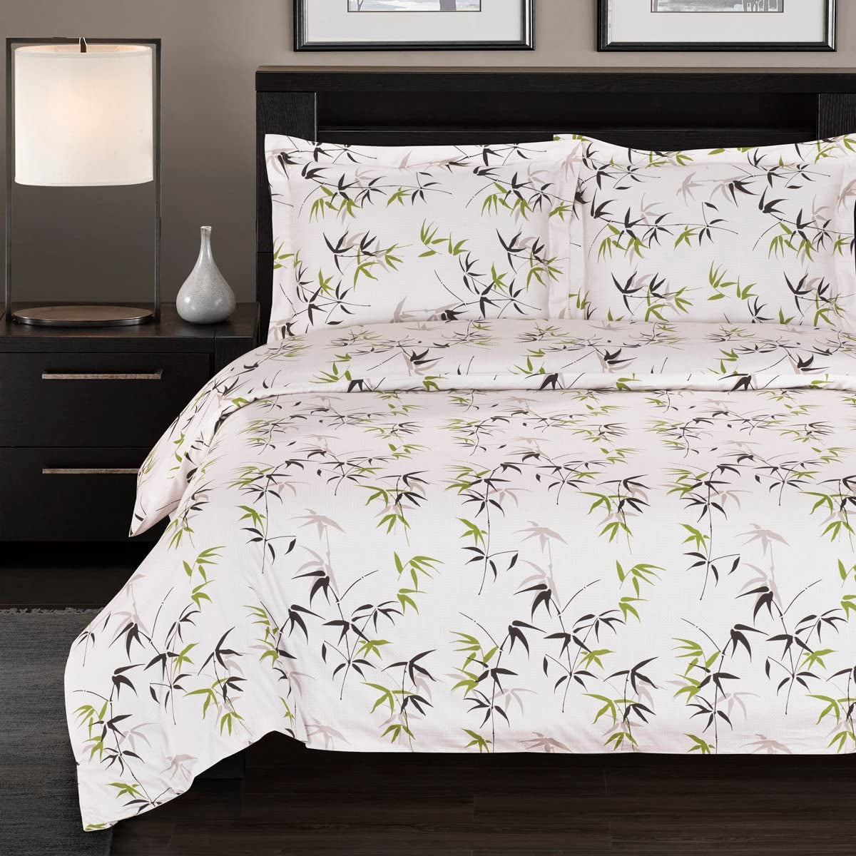 Fern Floral 3 Piece Full/Queen Comforter Cover Duvet-Cover-Set 100-Percent Cotton, 300-Thread-Count