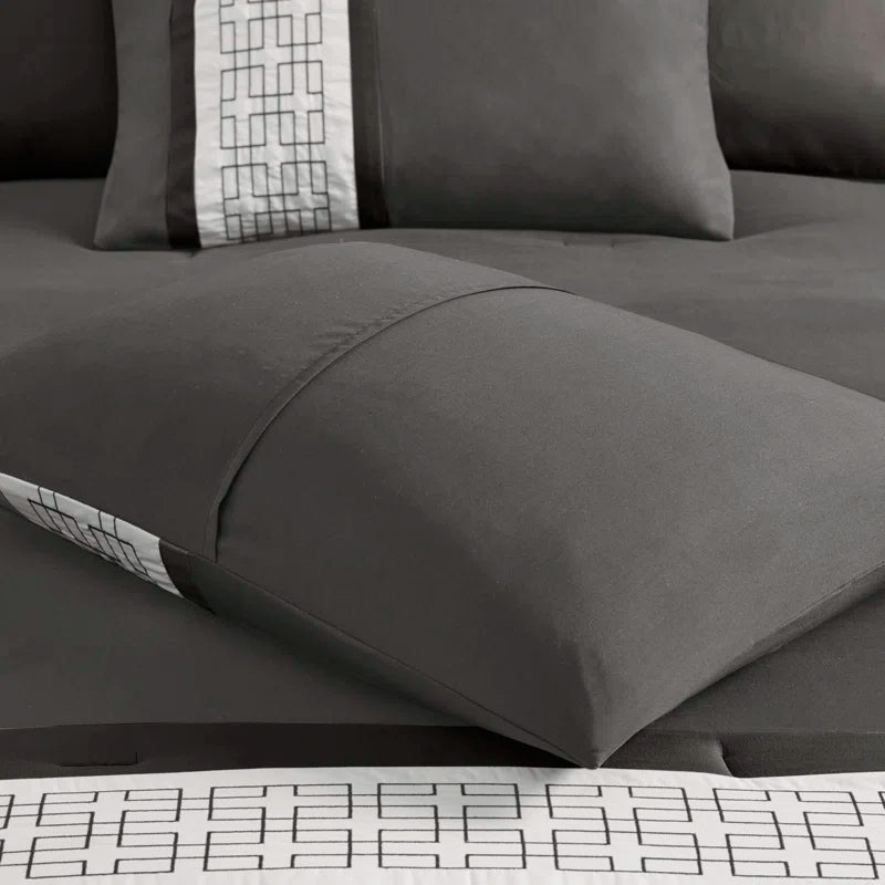 Marlowe Plush Velvet Comforter 8 Piece Embroidered Comforter Set